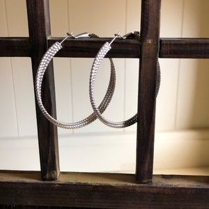 BIG silver twisted hoops!!!